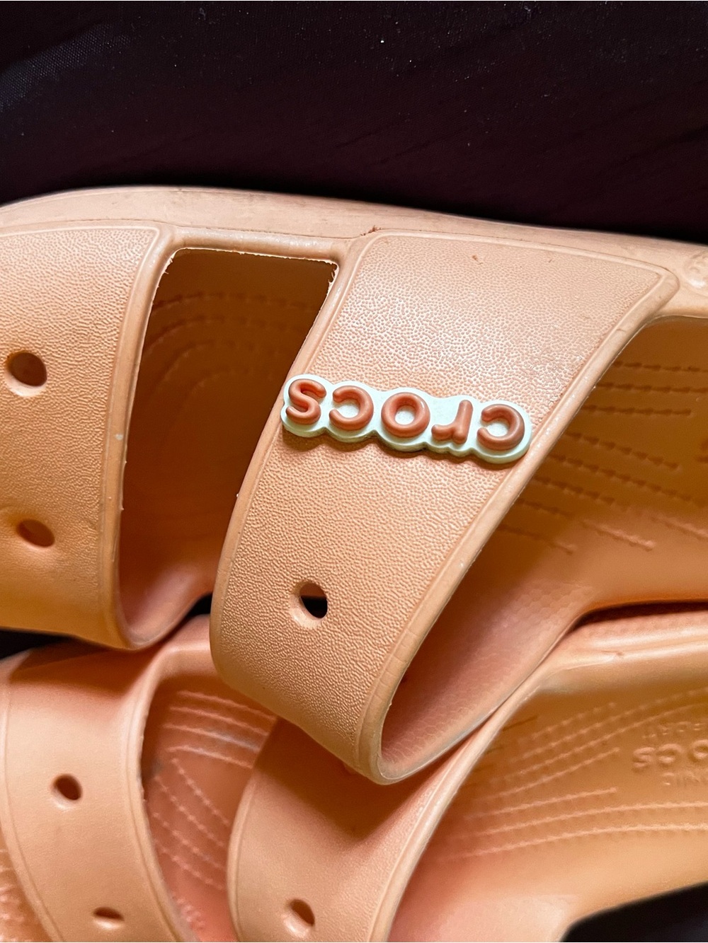CROCS Peach Slide Sandals with Logo Accent